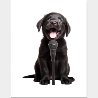Adorably singing black Puppy Posters and Art
